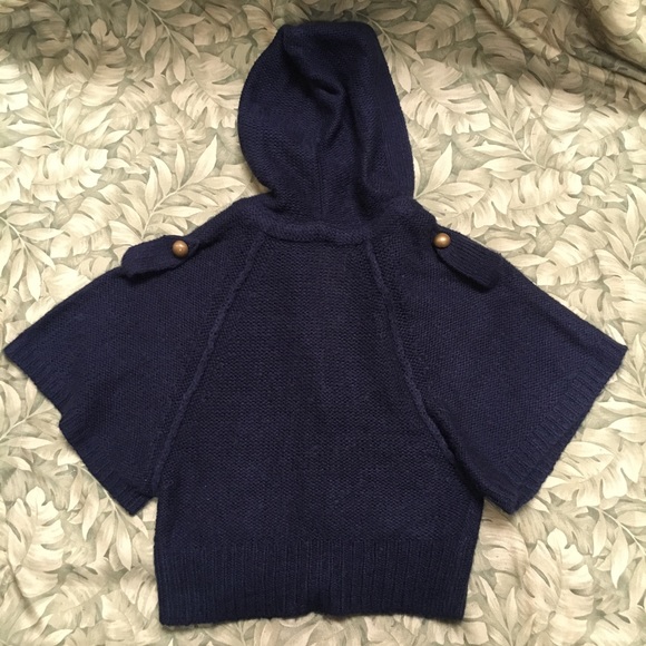 Navy Blue Derek Heart Short Sleeve Cropped Sweater - Picture 2 of 4